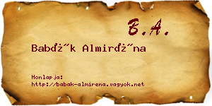 Babák Almiréna névjegykártya